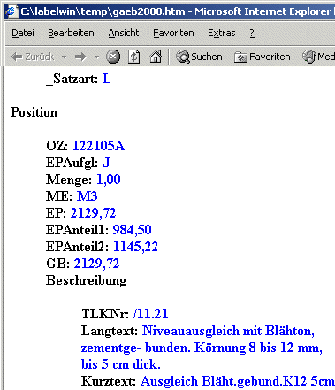 GAEB GAEB-Darstellung
